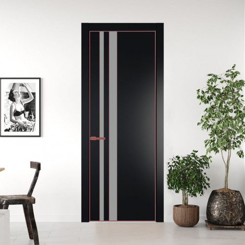 Межкомнатная дверь ProfilDoors 20 PA Блэк с профилем Красный антрацит с стеклом  монохром серый