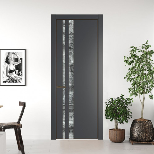 Межкомнатная дверь ProfilDoors 20 PA Графит с профилем Деорэ с стеклом  атриум серебро