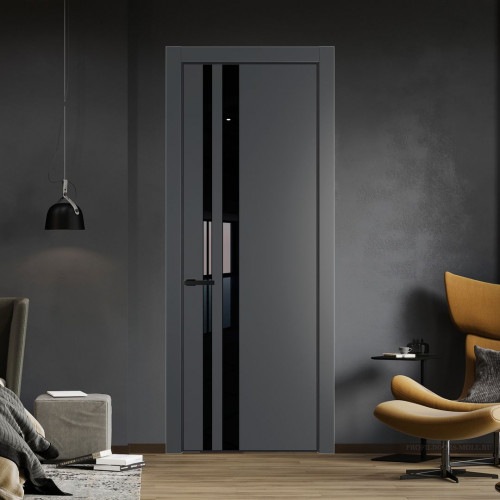 Межкомнатная дверь ProfilDoors 20 PA Графит с профилем Черный с стеклом Lacobel Черный лак