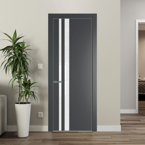 Межкомнатная дверь ProfilDoors 20 PA Графит с профилем Зеленый воск с стеклом лак классик