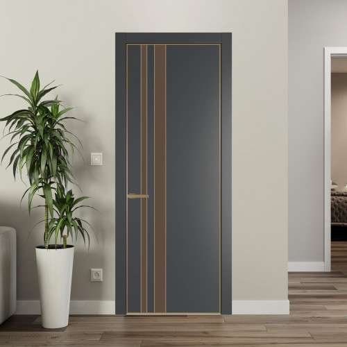Межкомнатная дверь ProfilDoors 20 PA Графит с профилем Золото с стеклом  монохром гляссе