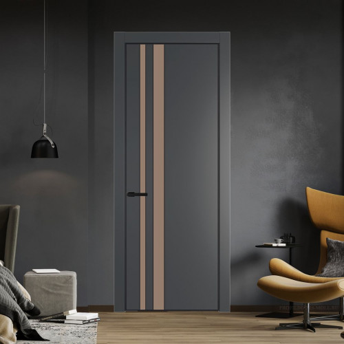 Межкомнатная дверь ProfilDoors 20 PA Графит с профилем Черный с стеклом  монохром капучино