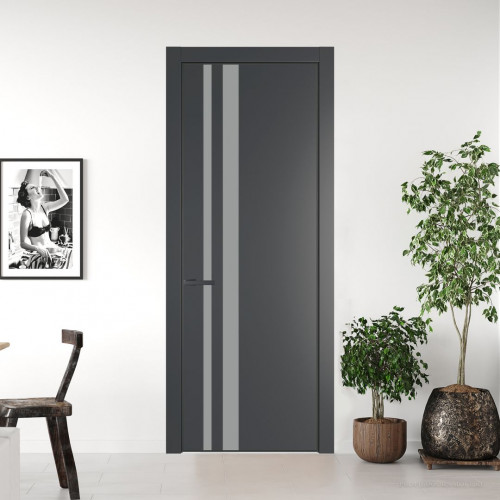 Межкомнатная дверь ProfilDoors 20 PA Графит с профилем Серая Ночь с стеклом  монохром серый