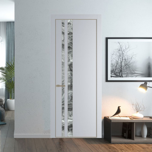 Межкомнатная дверь ProfilDoors 20 PA Лайт Грей с профилем Никель с стеклом  атриум серебро