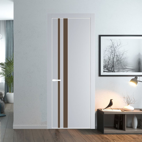 Межкомнатная дверь ProfilDoors 20 PA Лайт Грей с профилем Вайт с стеклом  монохром гляссе