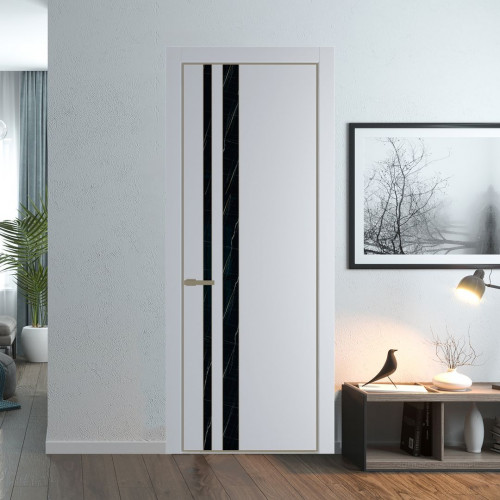 Межкомнатная дверь ProfilDoors 20 PA Лайт Грей с профилем Шампань с стеклом  неро мрамор