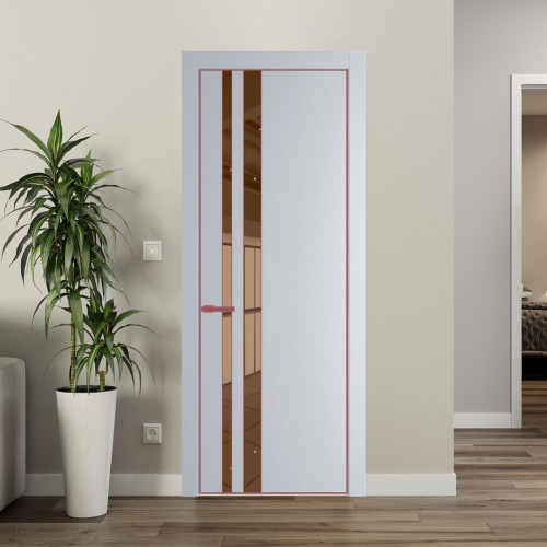 Межкомнатная дверь ProfilDoors 20 PA Лайт Грей с профилем Красный антрацит с стеклом  зеркало bronze