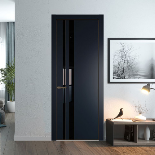 Межкомнатная дверь ProfilDoors 20 PA Нэви Блу с профилем Деорэ с стеклом Lacobel Черный лак