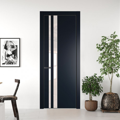 Межкомнатная дверь ProfilDoors 20 PA Нэви Блу с профилем Серая Ночь с стеклом перламутровый лак