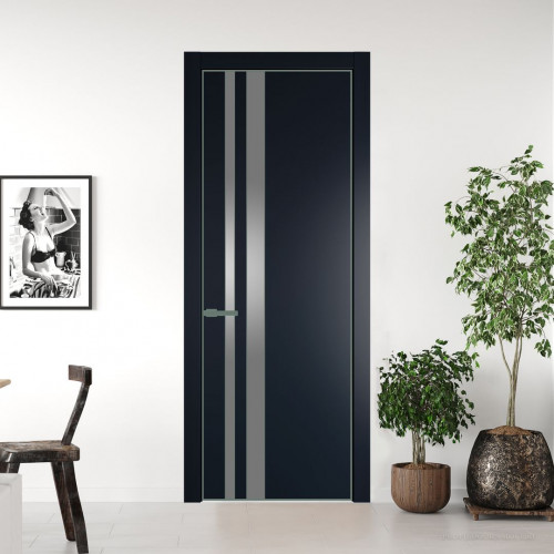 Межкомнатная дверь ProfilDoors 20 PA Нэви Блу с профилем Зеленый воск с стеклом серебро матлак