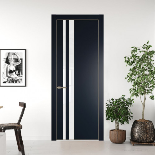 Межкомнатная дверь ProfilDoors 20 PA Нэви Блу с профилем Никель с стеклом лак классик