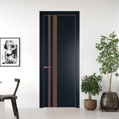 Межкомнатная дверь ProfilDoors 20 PA Нэви Блу с профилем Красный антрацит с стеклом  монохром гляссе