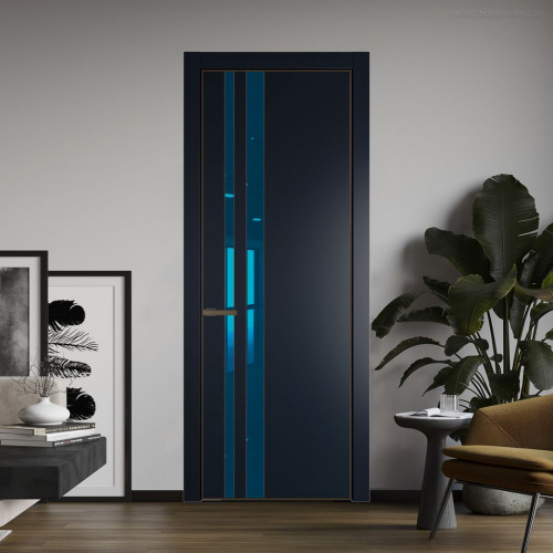 Межкомнатная дверь ProfilDoors 20 PA Нэви Блу с профилем Деорэ с стеклом  зеркало blue