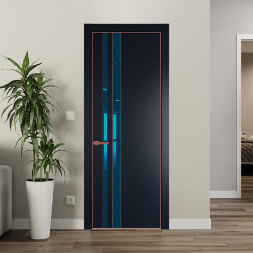 Межкомнатная дверь ProfilDoors 20 PA Нэви Блу с профилем Красный антрацит с стеклом  зеркало blue