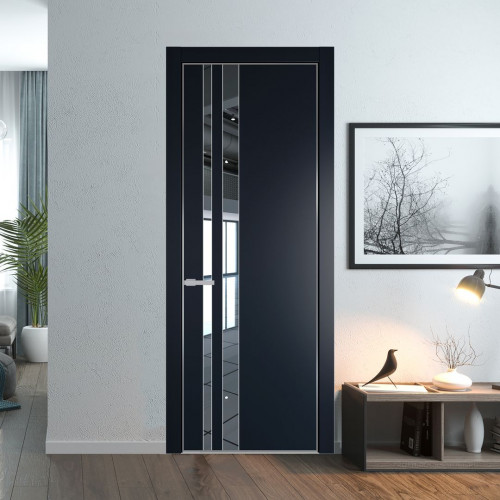 Межкомнатная дверь ProfilDoors 20 PA Нэви Блу с профилем Серебро с стеклом  зеркало