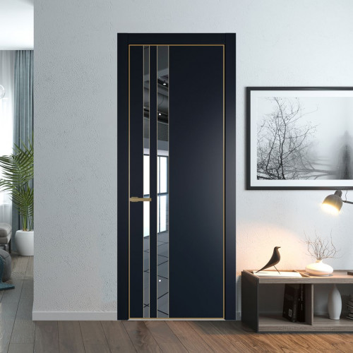Межкомнатная дверь ProfilDoors 20 PA Нэви Блу с профилем Золото с стеклом  зеркало