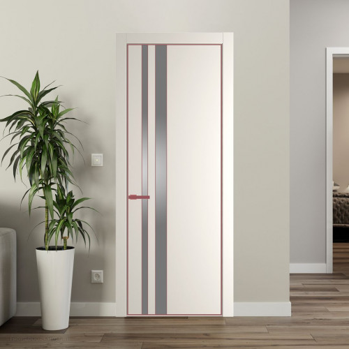 Межкомнатная дверь ProfilDoors 20 PA Перламутр белый с профилем Красный антрацит с стеклом серебро матлак