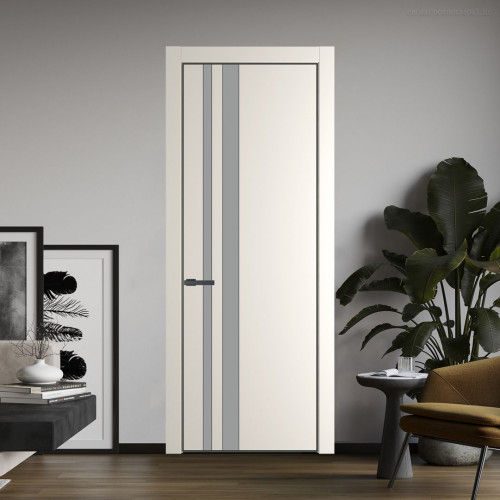 Межкомнатная дверь ProfilDoors 20 PA Перламутр белый с профилем Серая Ночь с стеклом  монохром серый