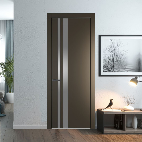 Межкомнатная дверь ProfilDoors 20 PA Перламутр бронза с профилем Серая Ночь с стеклом серебро матлак