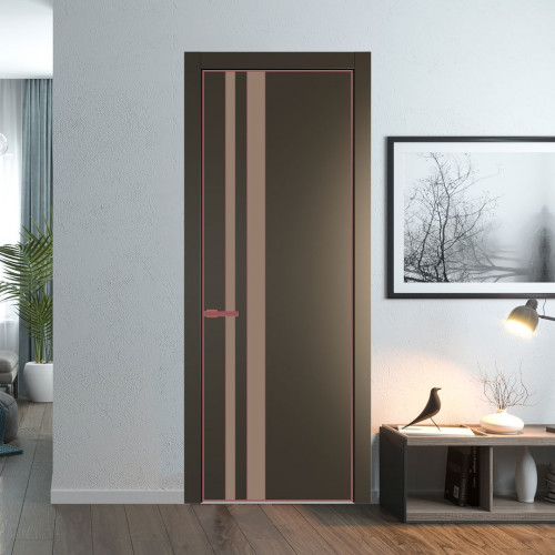 Межкомнатная дверь ProfilDoors 20 PA Перламутр бронза с профилем Красный антрацит с стеклом  монохром капучино