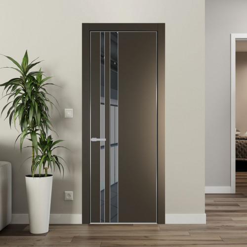 Межкомнатная дверь ProfilDoors 20 PA Перламутр бронза с профилем Серебро с стеклом  зеркало grey