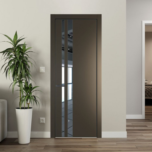 Межкомнатная дверь ProfilDoors 20 PA Перламутр бронза с профилем Серая Ночь с стеклом  зеркало