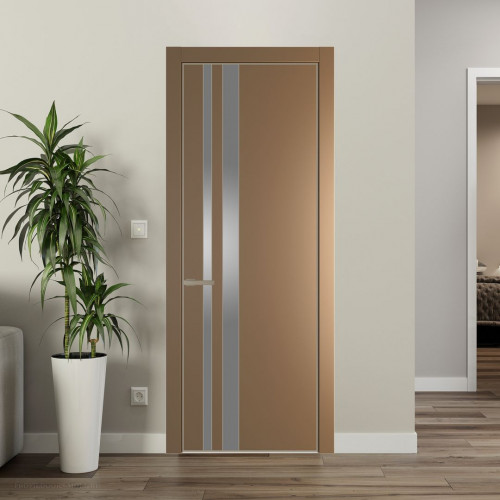 Межкомнатная дверь ProfilDoors 20 PA Перламутр золото с профилем Никель с стеклом серебро матлак