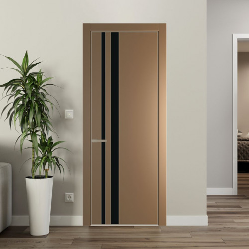 Межкомнатная дверь ProfilDoors 20 PA Перламутр золото с профилем Никель с стеклом  монохром черный
