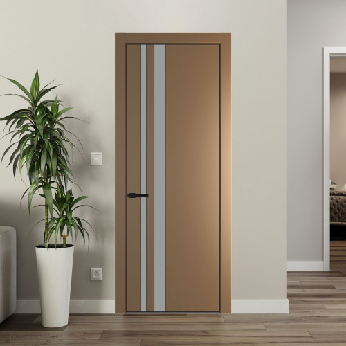 Межкомнатная дверь ProfilDoors 20 PA Перламутр золото с профилем Черный с стеклом  монохром серый