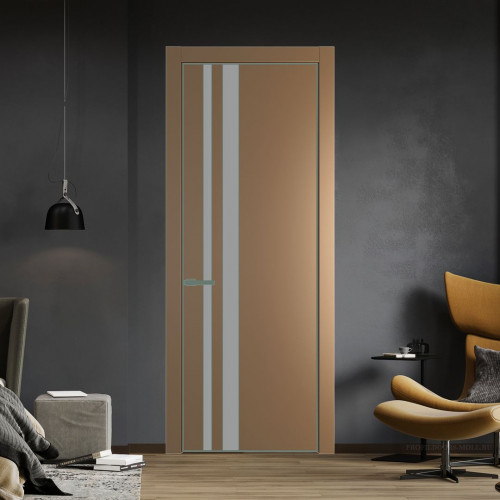 Межкомнатная дверь ProfilDoors 20 PA Перламутр золото с профилем Зеленый воск с стеклом  монохром серый