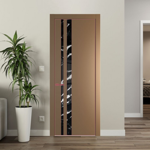 Межкомнатная дверь ProfilDoors 20 PA Перламутр золото с профилем Красный антрацит с стеклом  нефи черный узор серебро