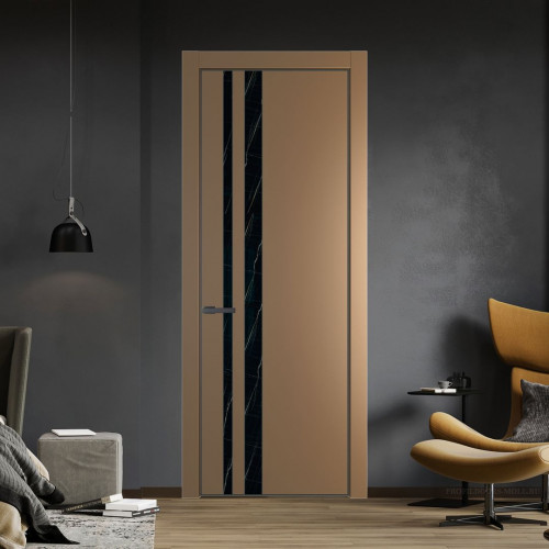Межкомнатная дверь ProfilDoors 20 PA Перламутр золото с профилем Серая Ночь с стеклом  неро мрамор