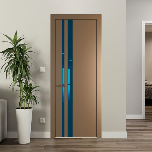Межкомнатная дверь ProfilDoors 20 PA Перламутр золото с профилем Деорэ с стеклом  зеркало blue