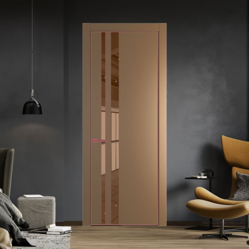 Межкомнатная дверь ProfilDoors 20 PA Перламутр золото с профилем Красный антрацит с стеклом  зеркало bronze