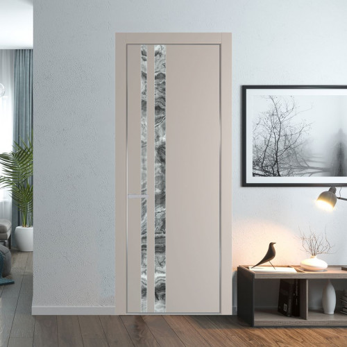 Межкомнатная дверь ProfilDoors 20 PA Санд с профилем Серебро с стеклом  атриум серебро