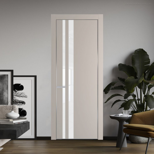 Межкомнатная дверь ProfilDoors 20 PA Санд с профилем Серебро с стеклом лак классик