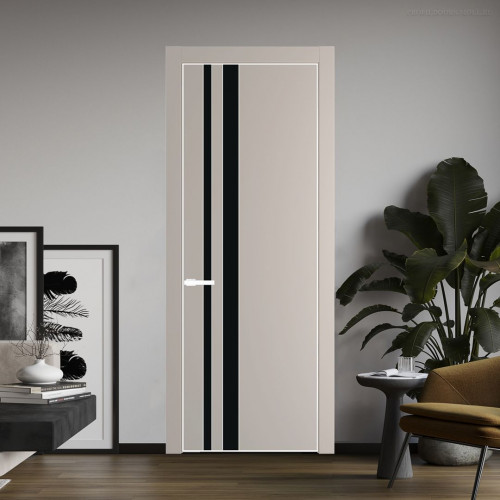 Межкомнатная дверь ProfilDoors 20 PA Санд с профилем Вайт с стеклом  монохром черный