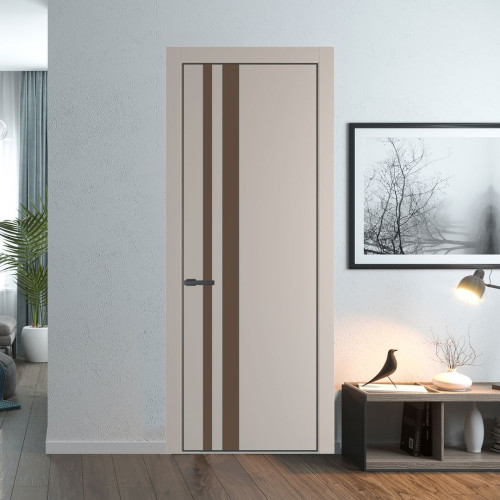 Межкомнатная дверь ProfilDoors 20 PA Санд с профилем Серая Ночь с стеклом  монохром гляссе
