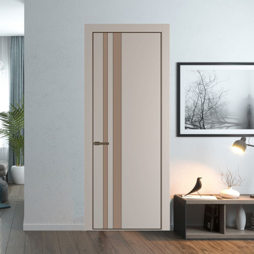 Межкомнатная дверь ProfilDoors 20 PA Санд с профилем Деорэ с стеклом  монохром капучино