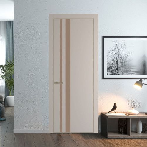 Межкомнатная дверь ProfilDoors 20 PA Санд с профилем Никель с стеклом  монохром капучино