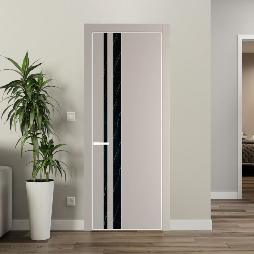 Межкомнатная дверь ProfilDoors 20 PA Санд с профилем Вайт с стеклом  неро мрамор