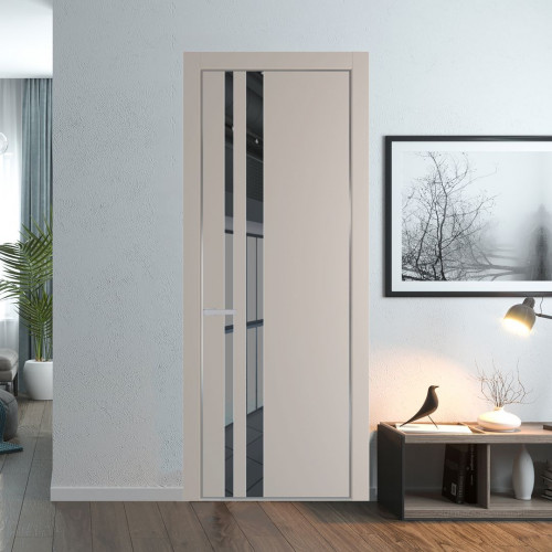 Межкомнатная дверь ProfilDoors 20 PA Санд с профилем Серебро с стеклом  зеркало grey
