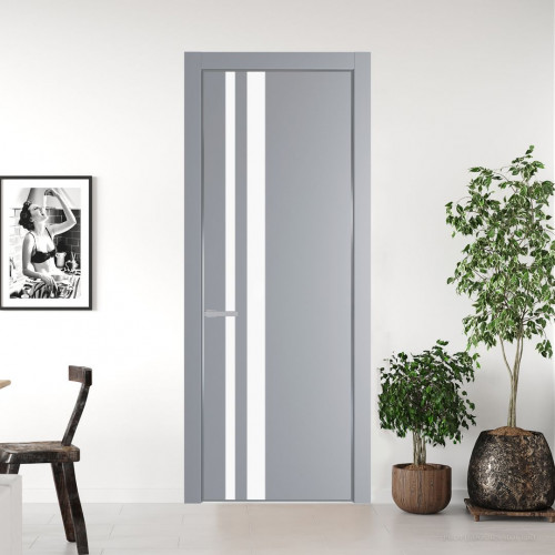 Межкомнатная дверь ProfilDoors 20 PA Смоки с профилем Серебро с стеклом  монохром белый просветленный