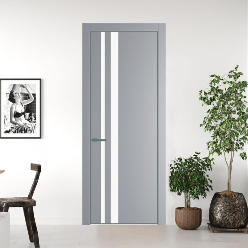 Межкомнатная дверь ProfilDoors 20 PA Смоки с профилем Зеленый воск с стеклом  монохром белый просветленный