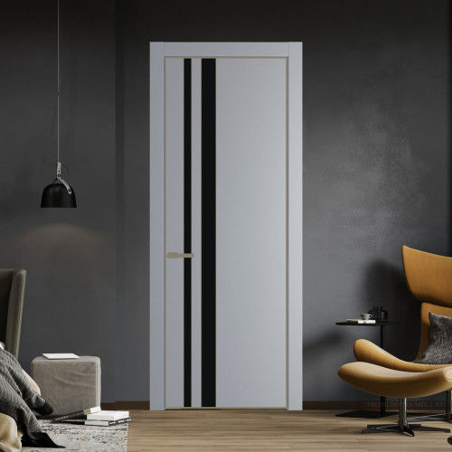 Межкомнатная дверь ProfilDoors 20 PA Смоки с профилем Шампань с стеклом  монохром черный