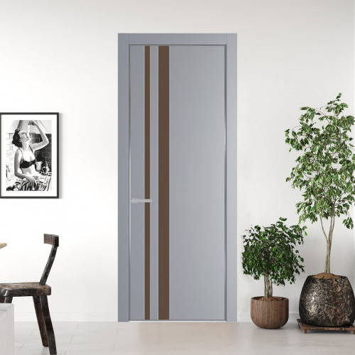 Межкомнатная дверь ProfilDoors 20 PA Смоки с профилем Серебро с стеклом  монохром гляссе