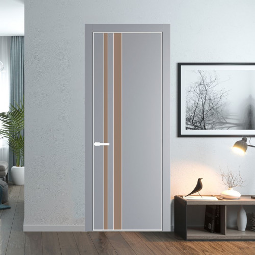 Межкомнатная дверь ProfilDoors 20 PA Смоки с профилем Вайт с стеклом  монохром капучино
