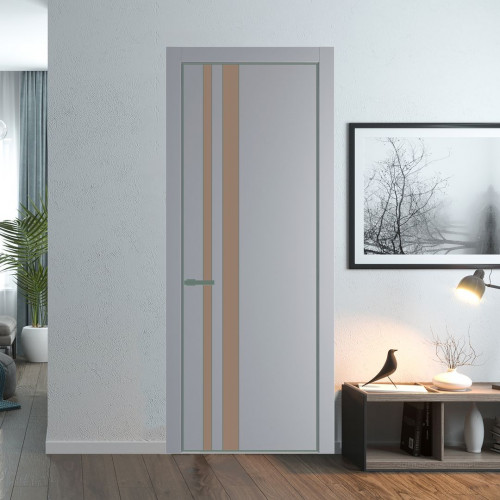 Межкомнатная дверь ProfilDoors 20 PA Смоки с профилем Зеленый воск с стеклом  монохром капучино
