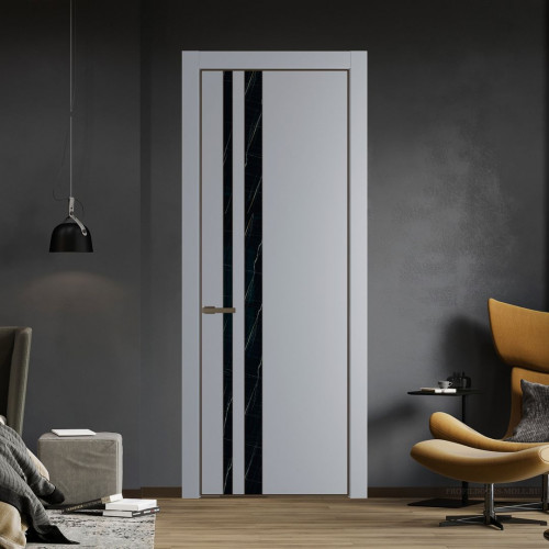 Межкомнатная дверь ProfilDoors 20 PA Смоки с профилем Деорэ с стеклом  неро мрамор