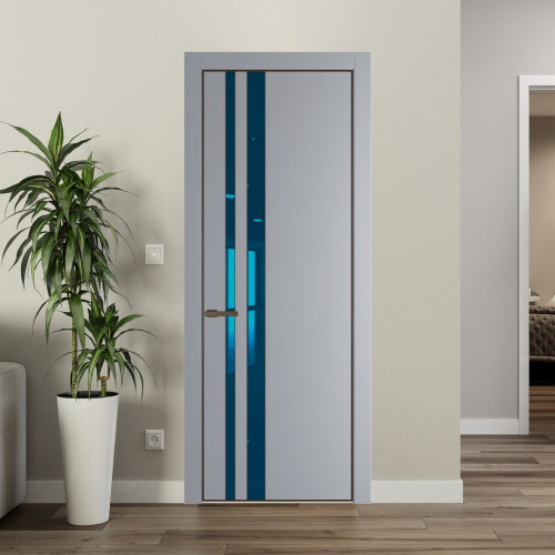 Межкомнатная дверь ProfilDoors 20 PA Смоки с профилем Деорэ с стеклом  зеркало blue